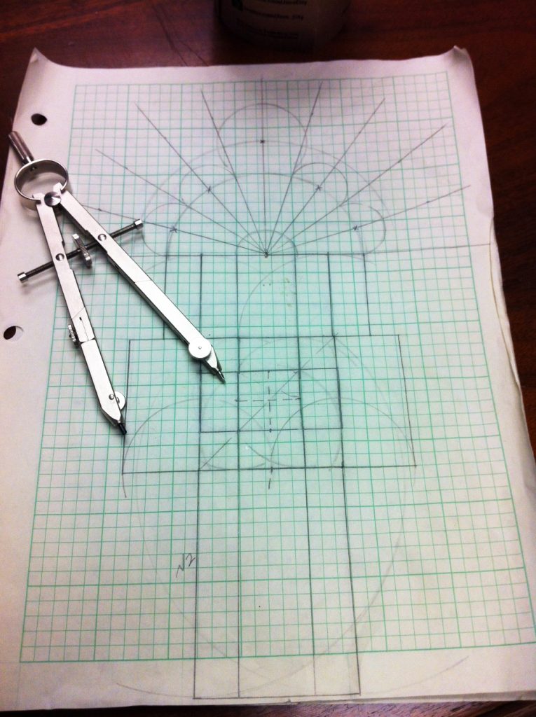 Sketch of cathedral window on graph paper