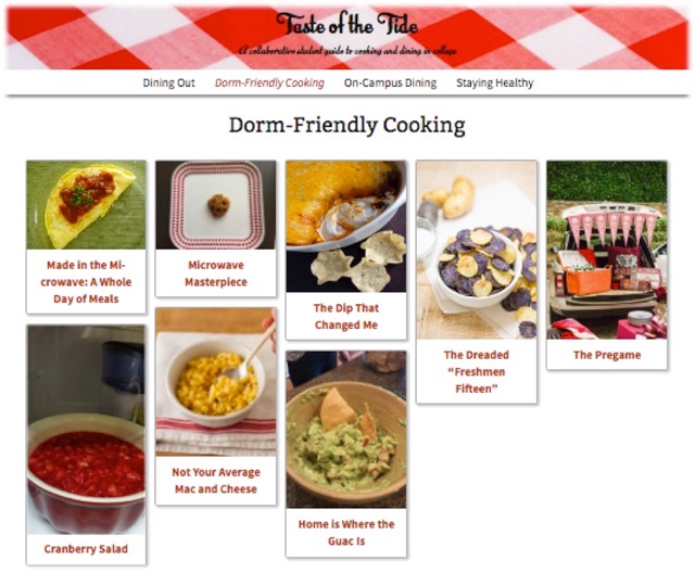 internal page on Taste of the Tide blog featuring different recipes