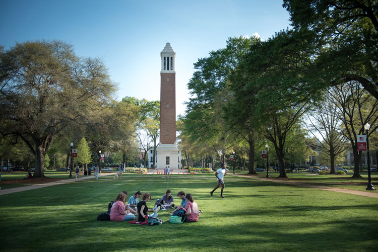 students studying together on the Quad